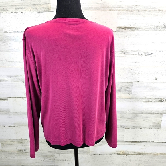 Vintage Kate Hill Supima Cotton Long Sleeve Top LP Magenta 90s Minimalist Fall - Picture 10 of 12